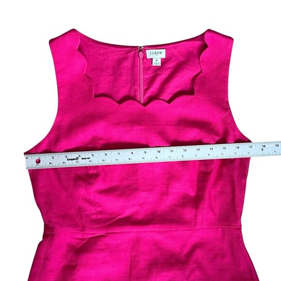 J. Crew Women’s Sz 8 Pink Scalloped Square Neck Dress Basketweave Sleeveless - Picture 12 of 16